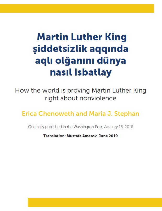 Martin Luther King şiddetsizlik aqqında aqlı olğanını dünya nasıl isbatlay